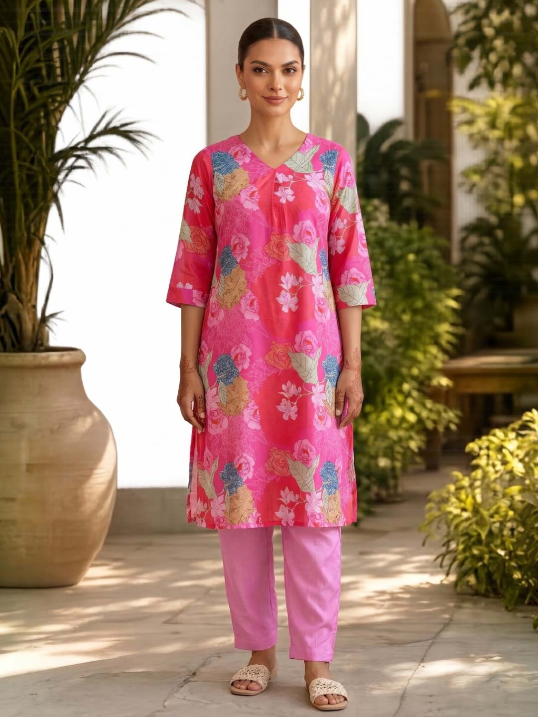 PINK FLORAL DIGITAL PRINT CO-ORD SET