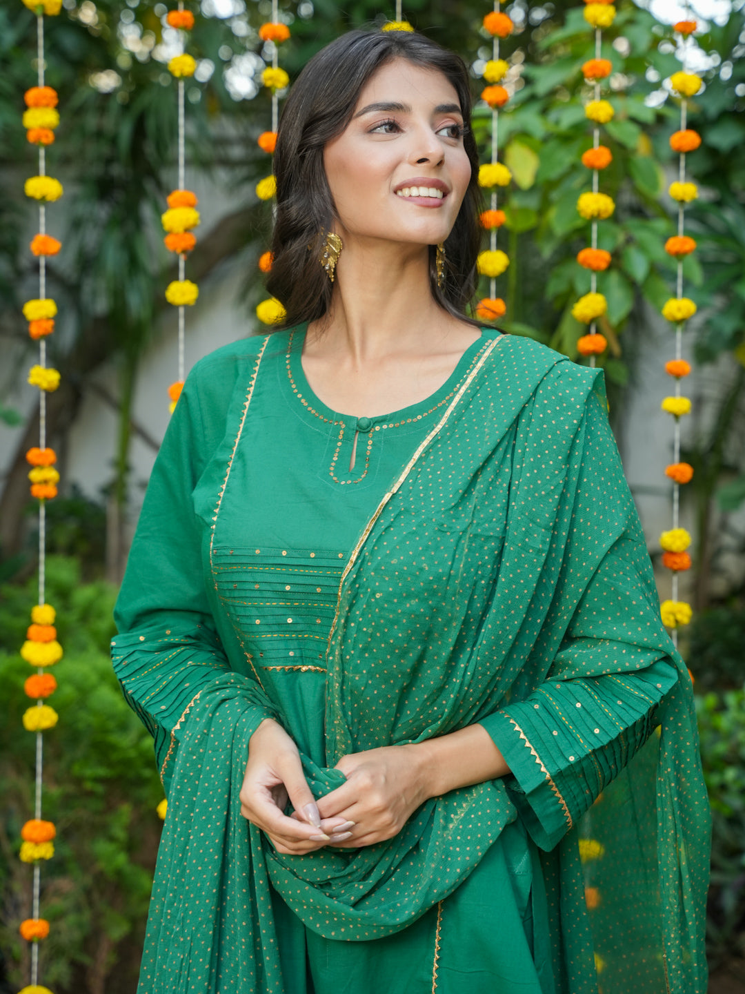 BASIC GREEN COTTON SUIT