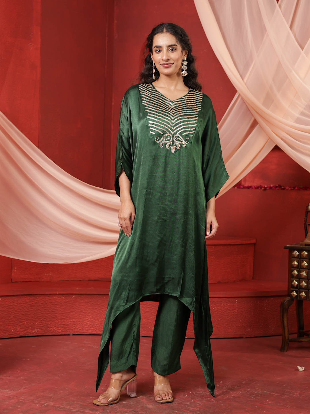 PINE GREEN SILK CO-ORD SET