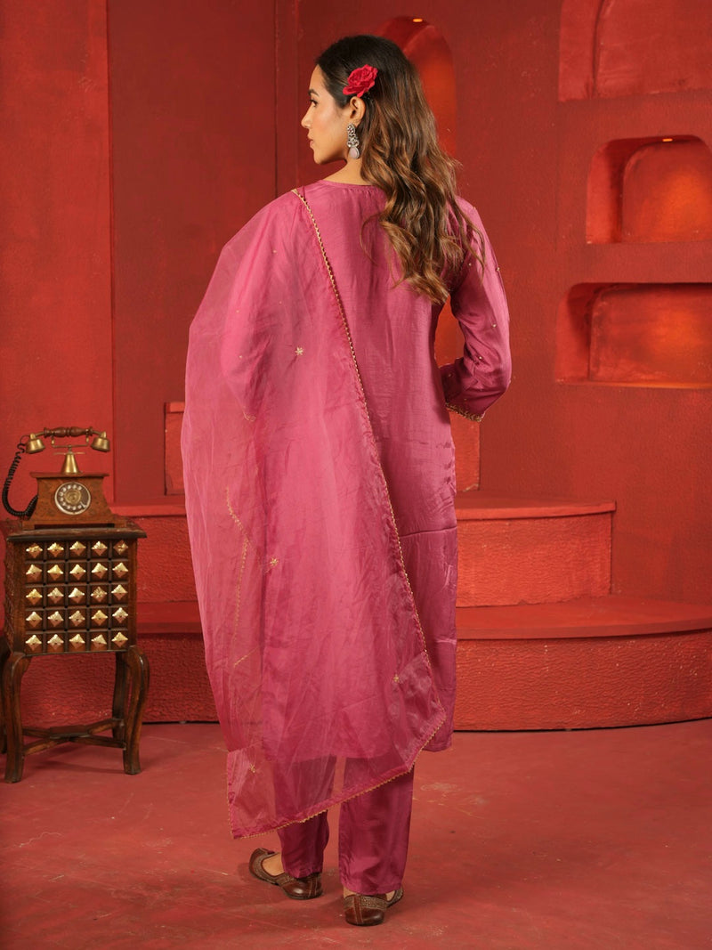 ROYAL MAGENTA SUIT SET WITH HANDWORK