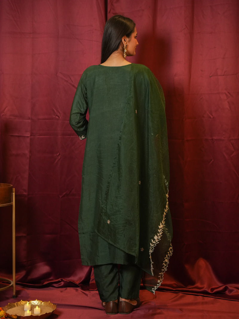 EMERALD GREEN SUIT SET WITH HANDWORK