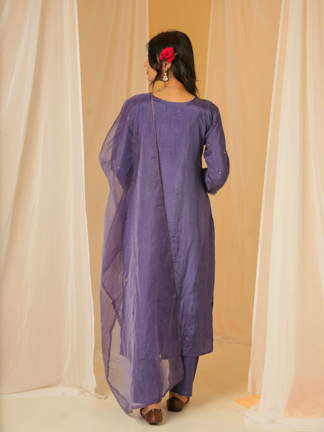 MIDNIGHT ORCHID SUIT SET WITH HANDWORK