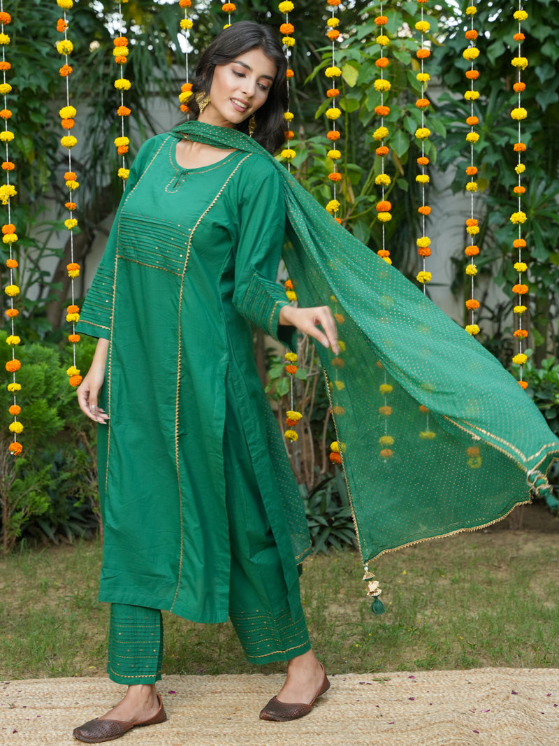 BASIC GREEN COTTON SUIT