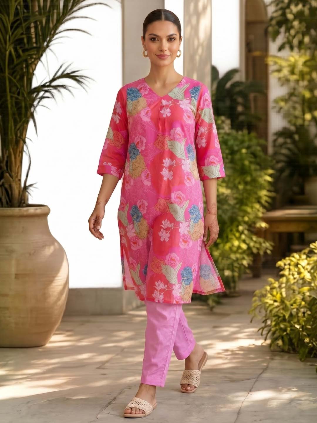 PINK FLORAL DIGITAL PRINT CO-ORD SET