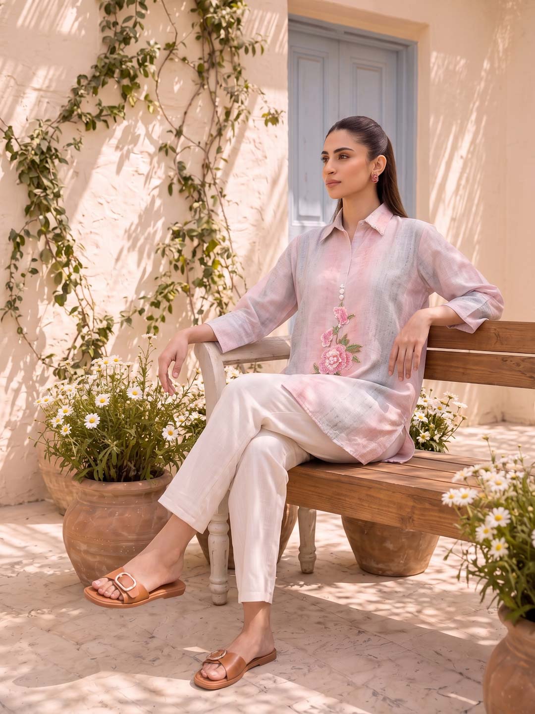 PINK HANDWORK COTTON TOP