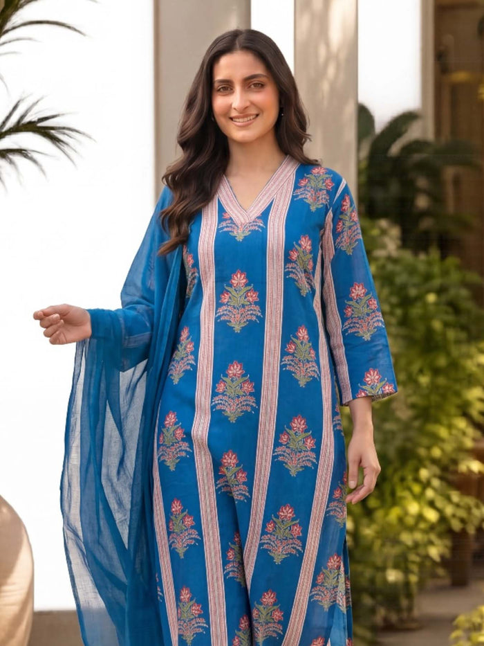 NAUTICAL BLUE COTTON MODAL SUIT SET