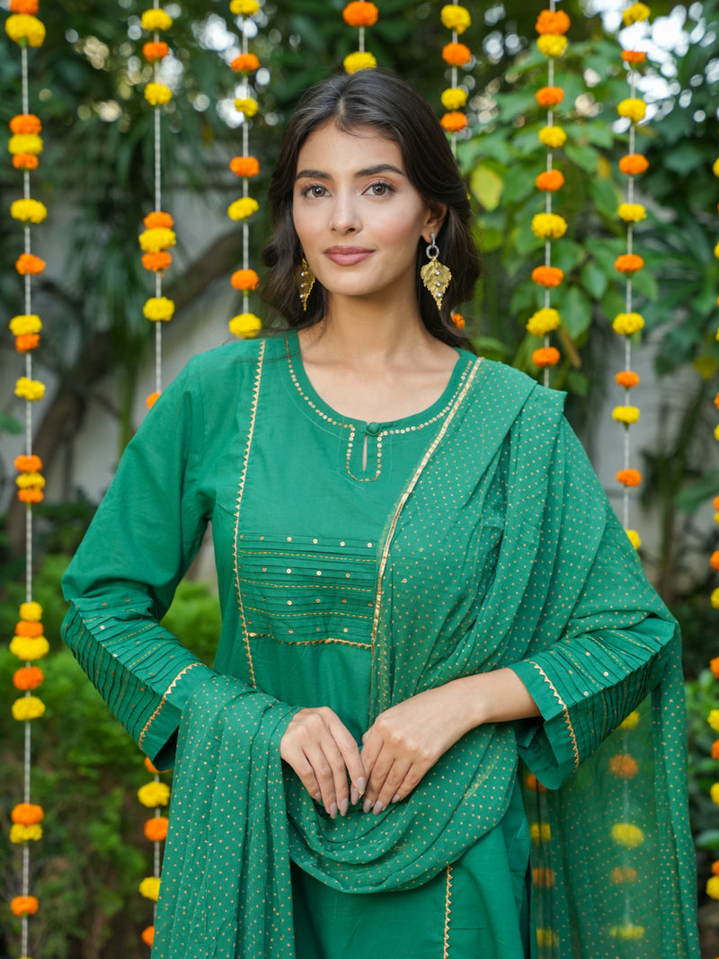 BASIC GREEN COTTON SUIT