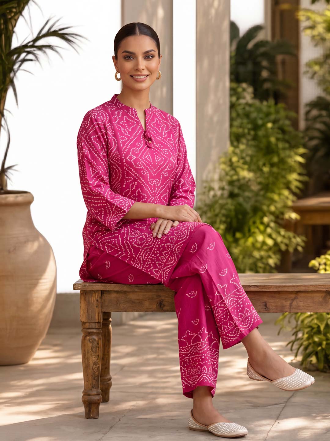RANI CREPE BANDHEJ WORK CO-ORD SET