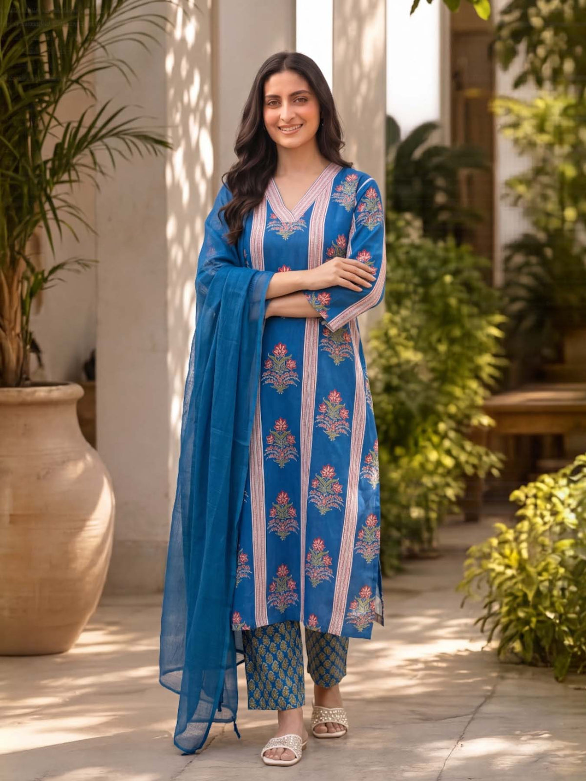 NAUTICAL BLUE COTTON MODAL SUIT SET