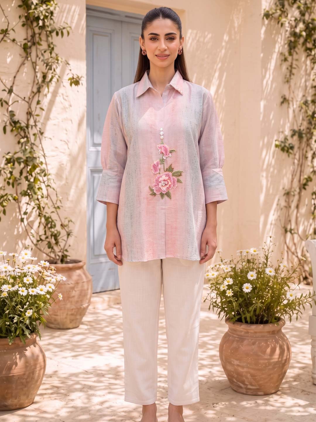 PINK HANDWORK COTTON TOP