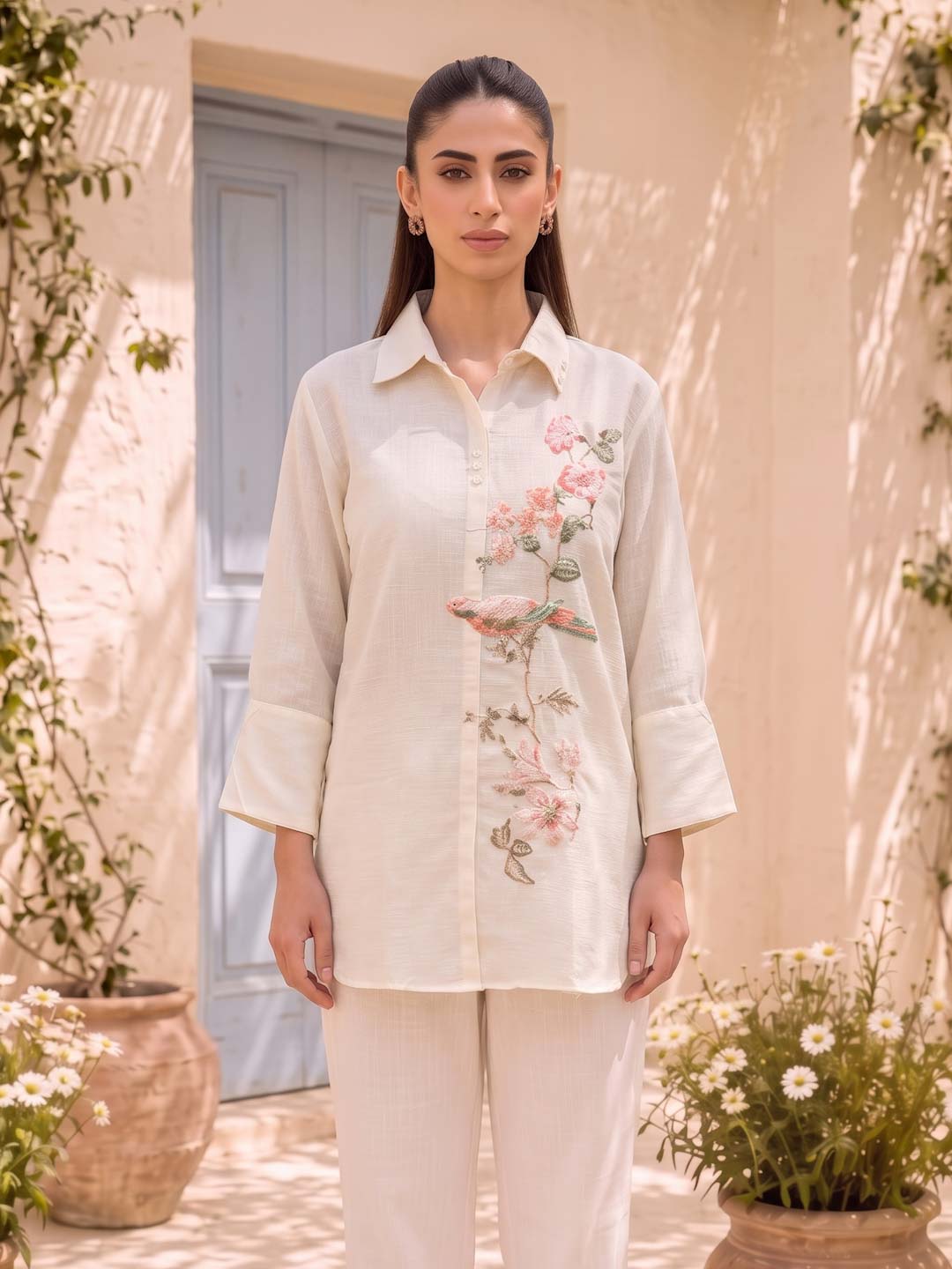 CREAM COTTON HANDWORK TOP