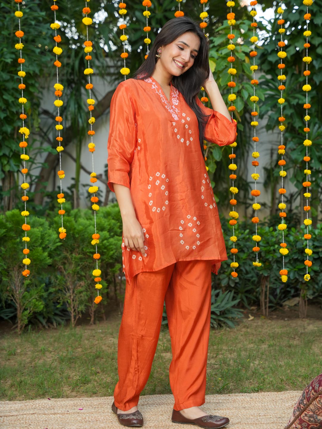 MANDARIN ORANGE HANDWORK CO-ORD SET