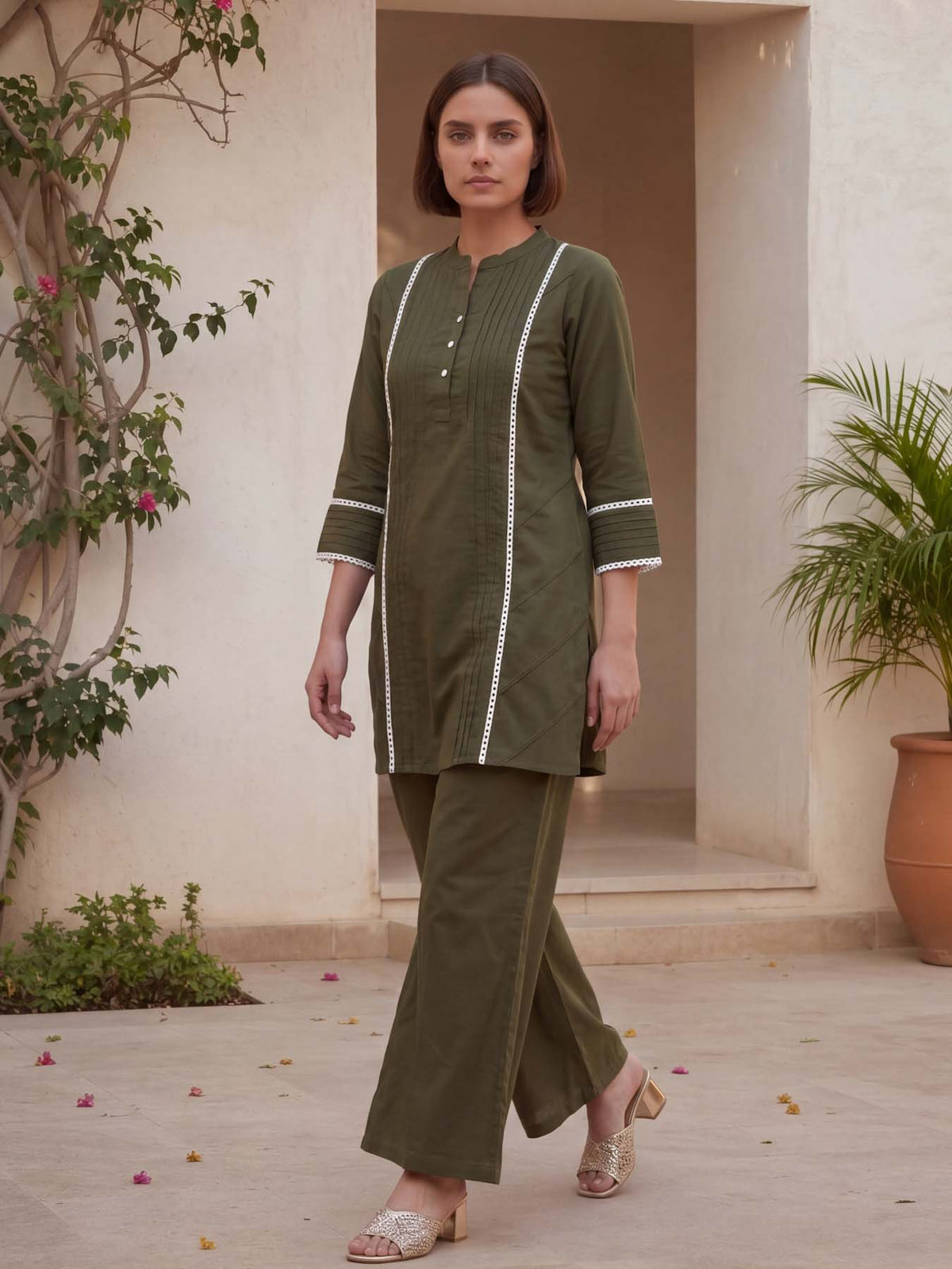 MOSS GREEN COTTON CO-ORD SET