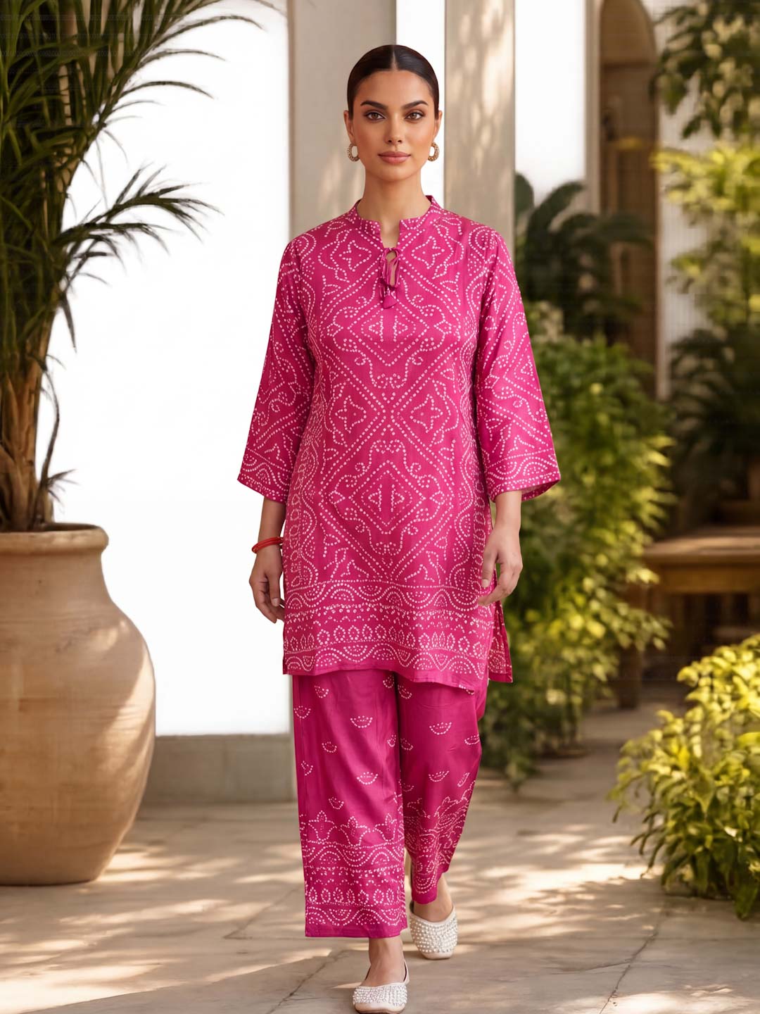 RANI CREPE BANDHEJ WORK CO-ORD SET