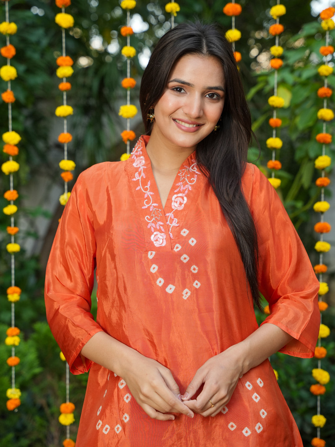 MANDARIN ORANGE HANDWORK CO-ORD SET