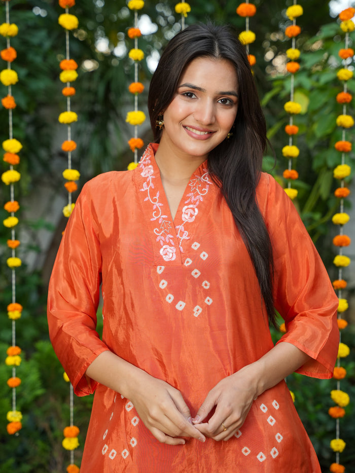 MANDARIN ORANGE HANDWORK CO-ORD SET