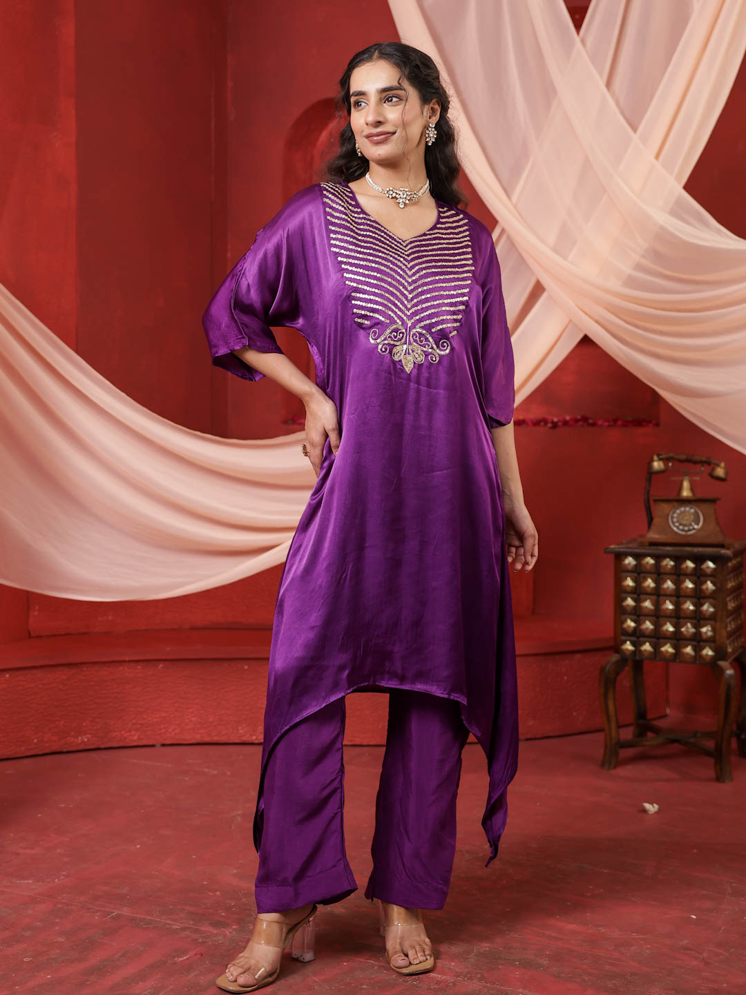 MULBERRY PURPLE SILK CO-ORD SET