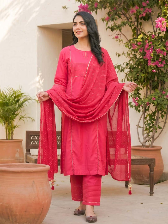 BASIC RED COTTON SUIT SET