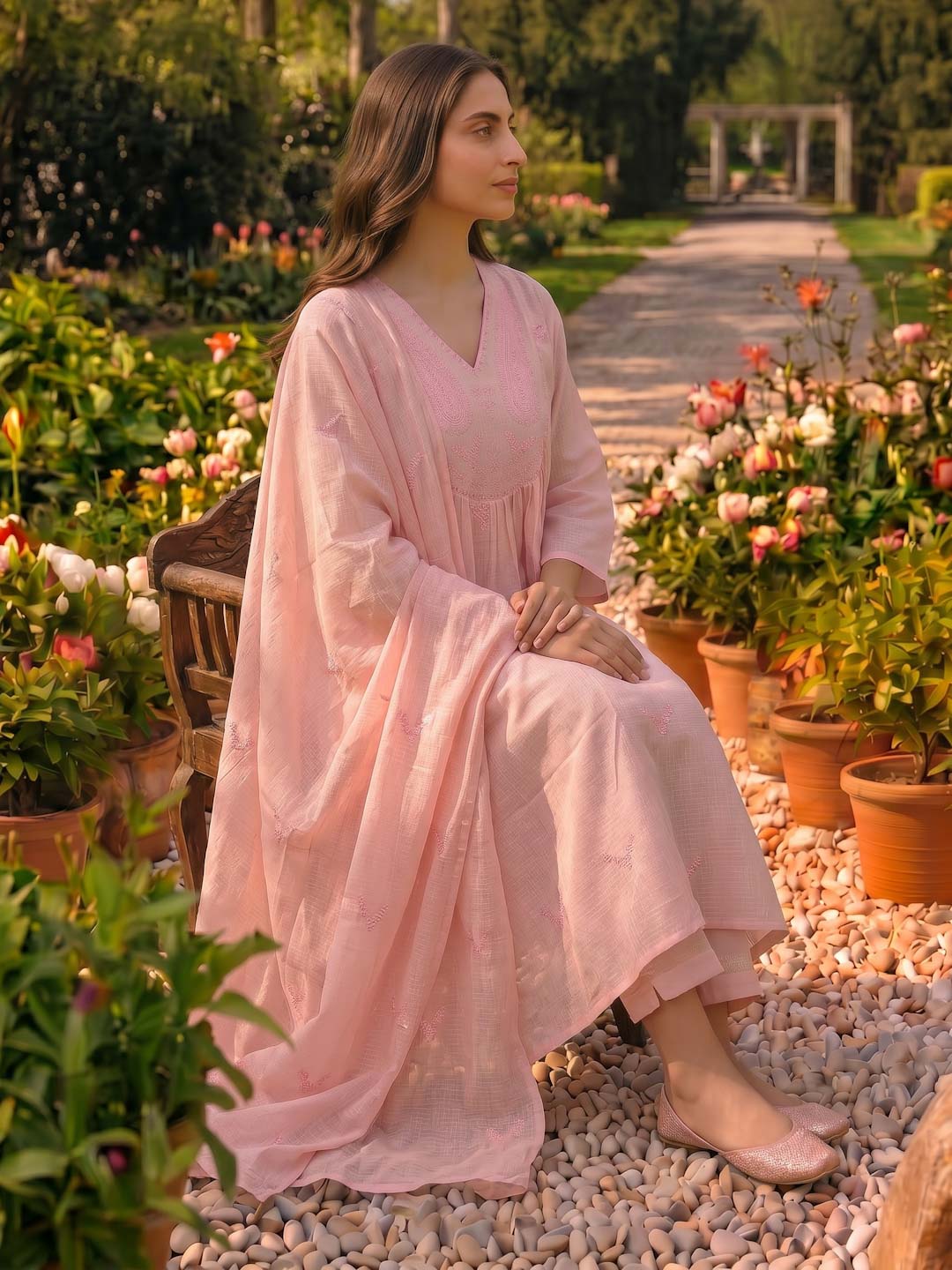 BABY PINK KOTA DORIA SUIT SET WITH KOTA DUPATTA