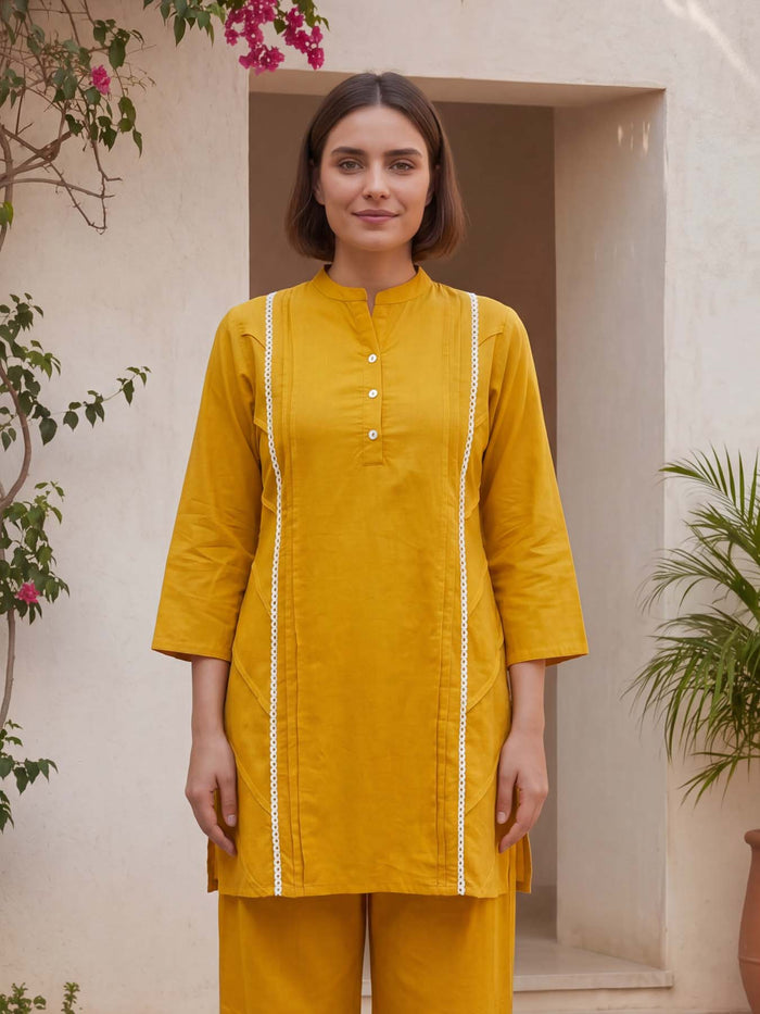 MUSTARD YELLOW COTTON CO-ORD SET