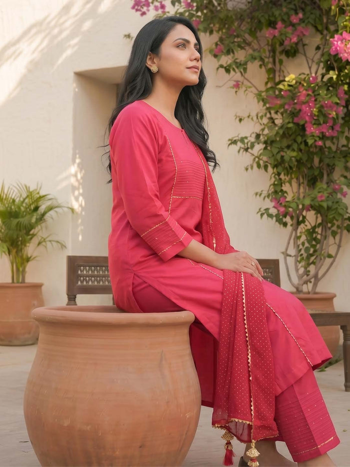 BASIC RED COTTON SUIT SET