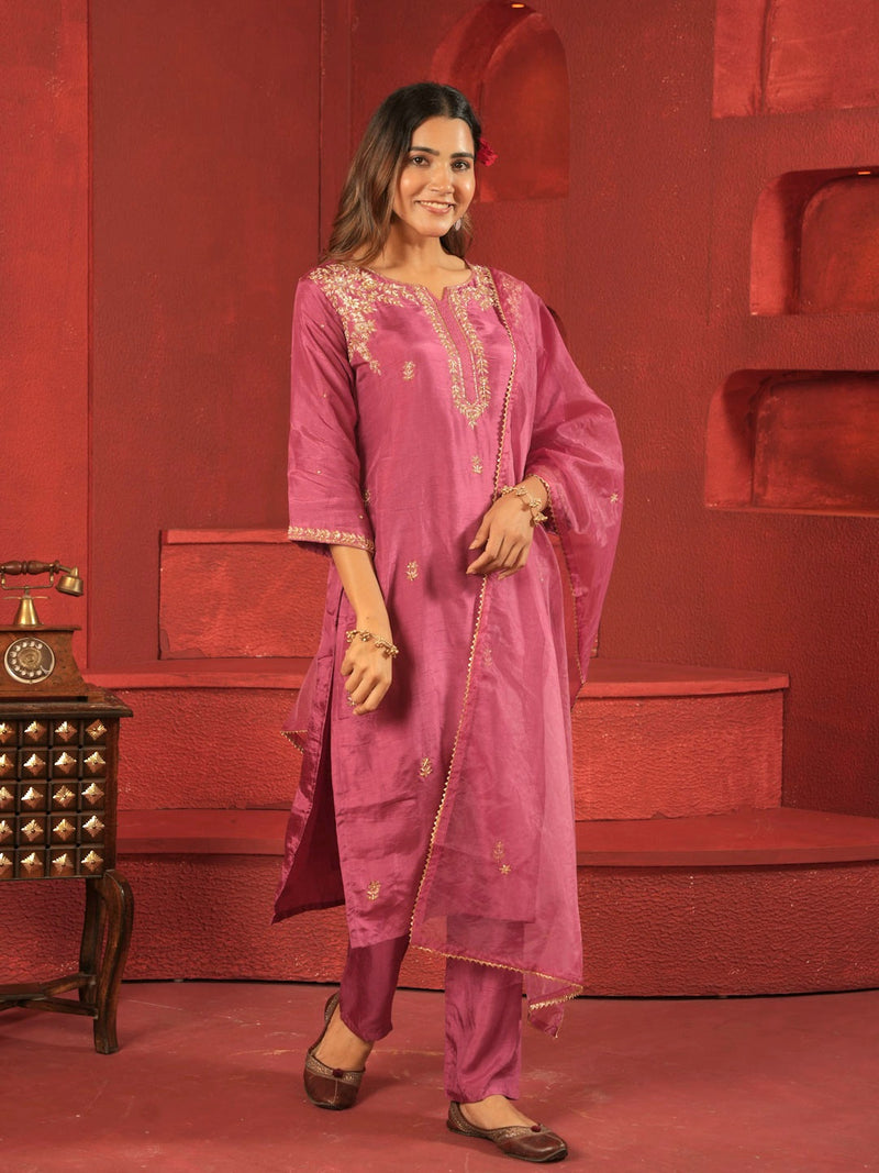 ROYAL MAGENTA SUIT SET WITH HANDWORK