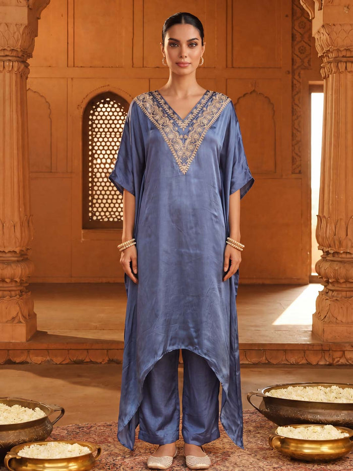 VICTORIAN BLUE SILK CO-ORD SET