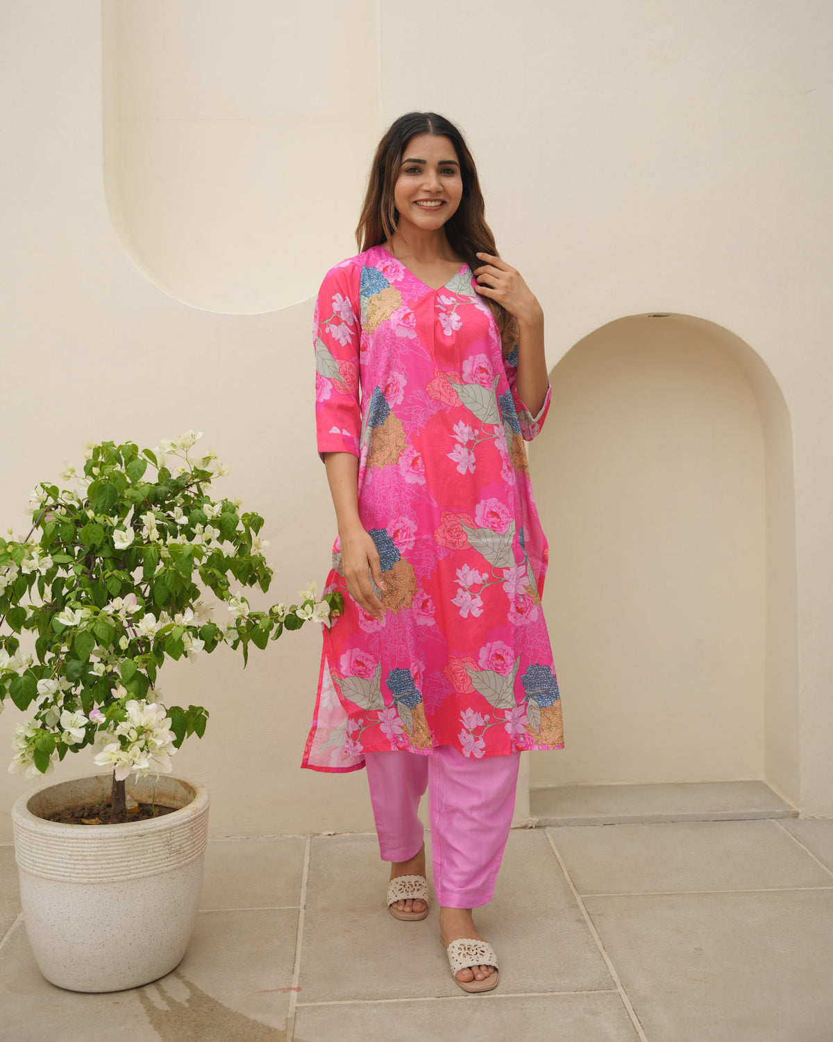 PINK FLORAL DIGITAL PRINT CO-ORD SET