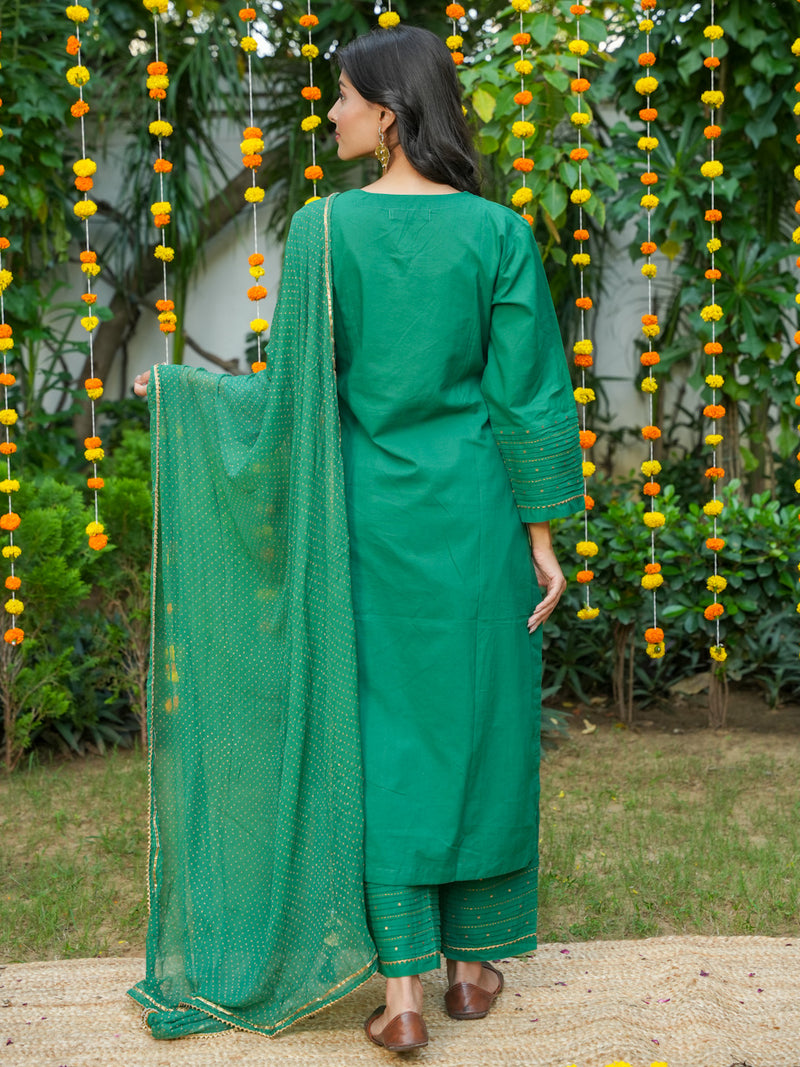 BASIC GREEN COTTON SUIT