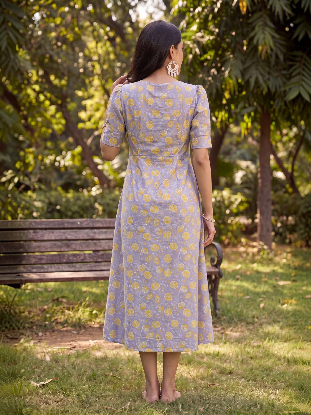 YELLOW & PURPLE HANDBLOCK DRESS