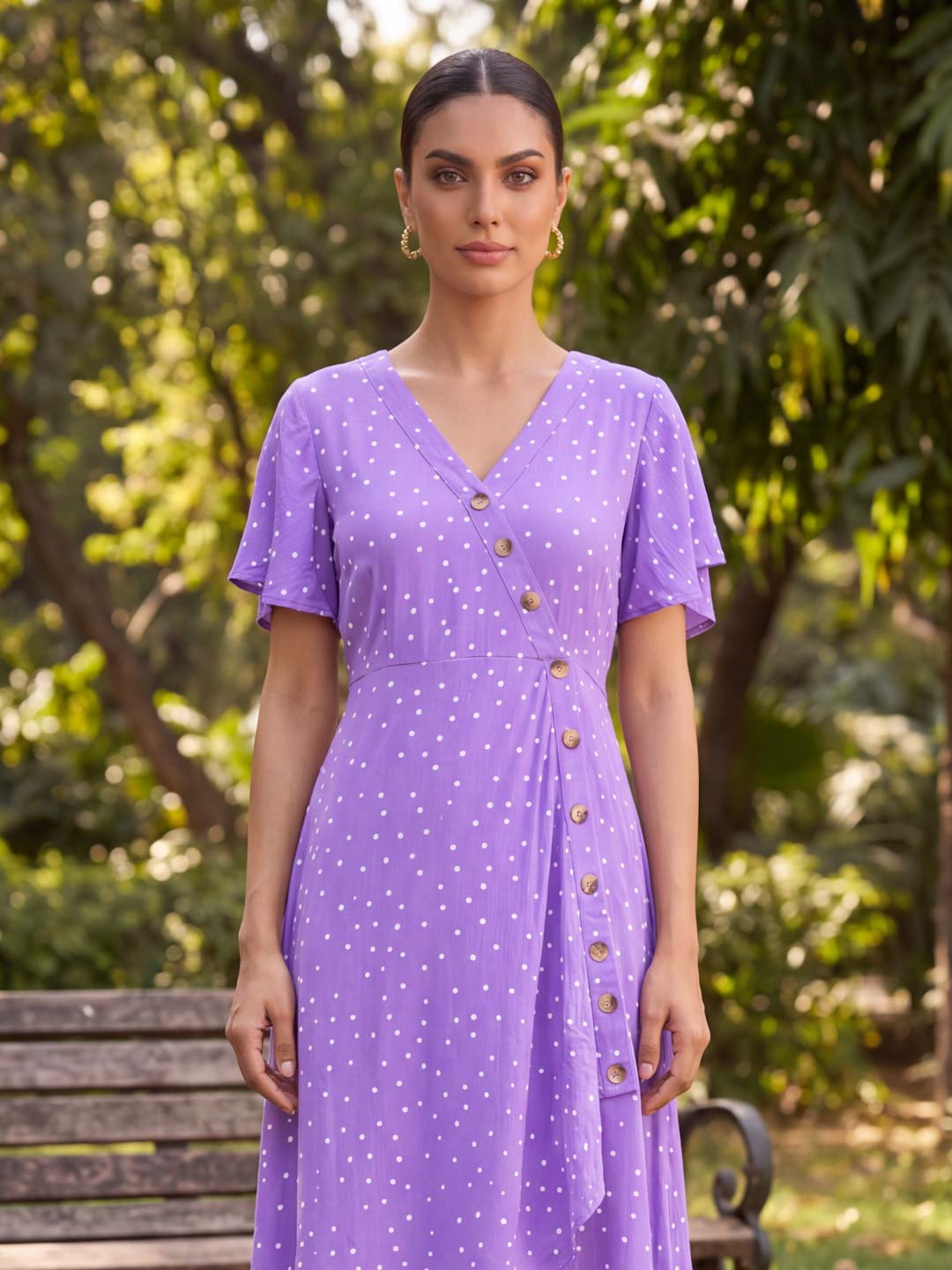 LAVENDER ASSYMETRIC RAYON DRESS