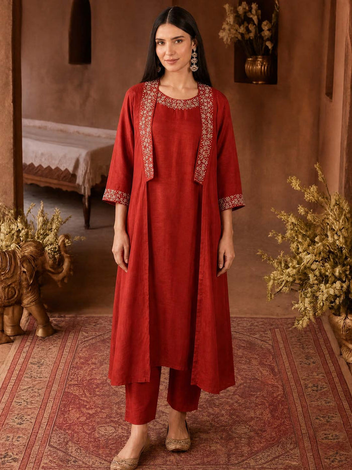ORANGE CO-ORD SET WITH SHRUG
