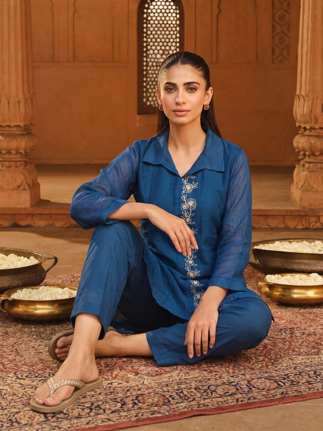 DARK BLUE HANDWORK CO-ORD SET