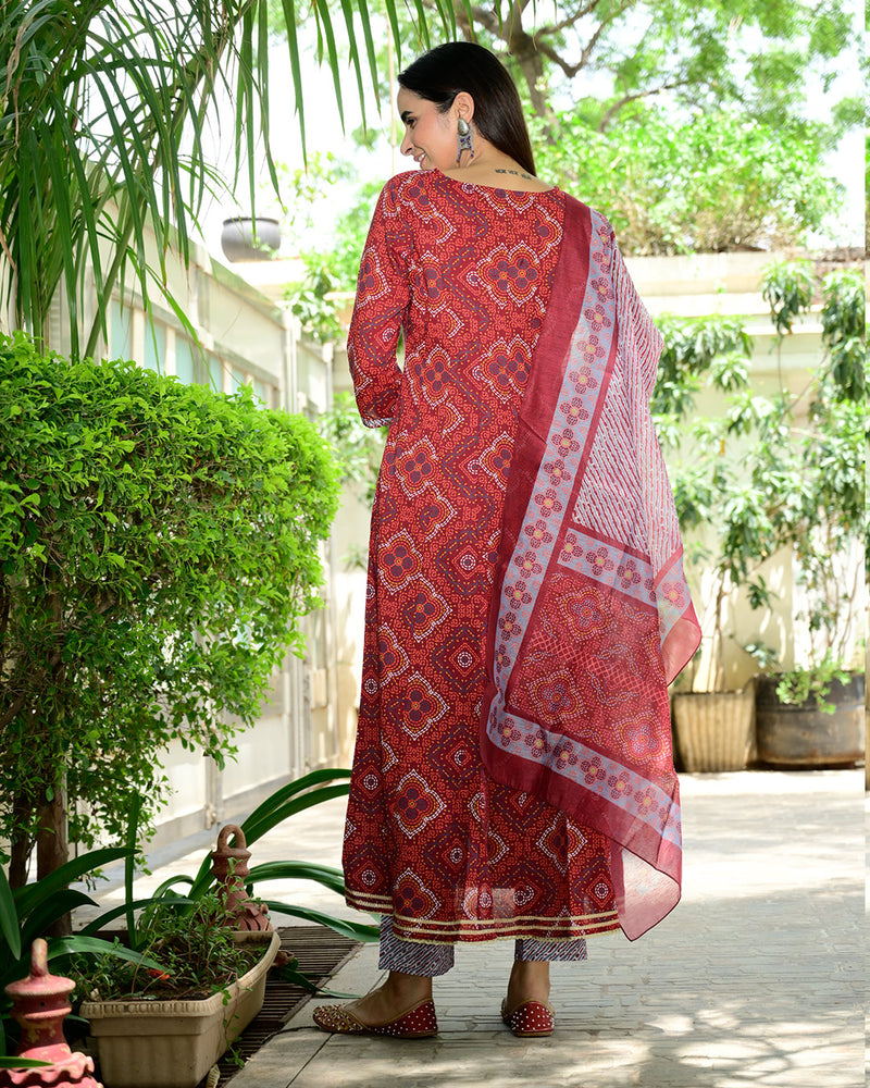 BERRY RED ANARKALI SUIT SET