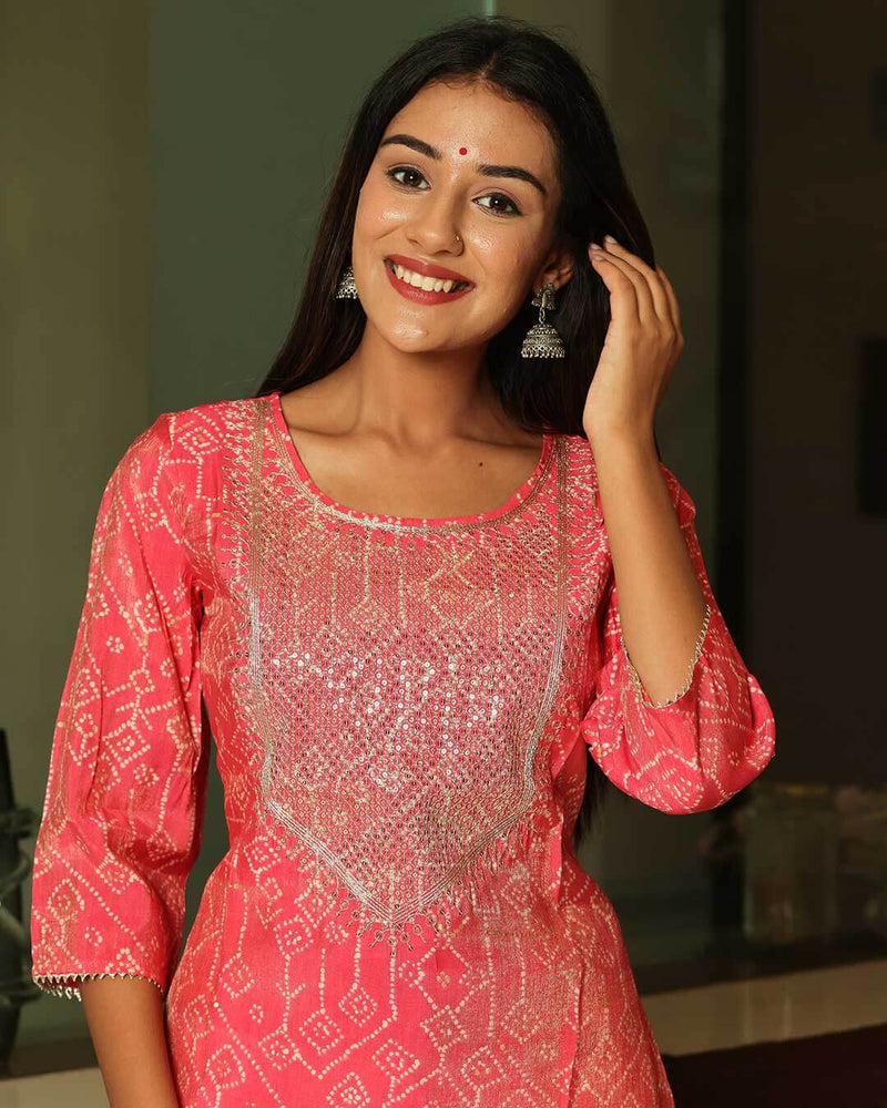 PINK MUSLIN KURTA WITH GOTTA WORK