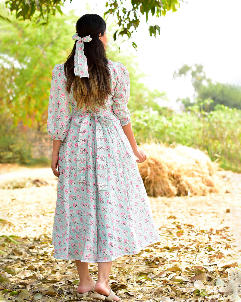 MINT HANDBLOCK DRESS
