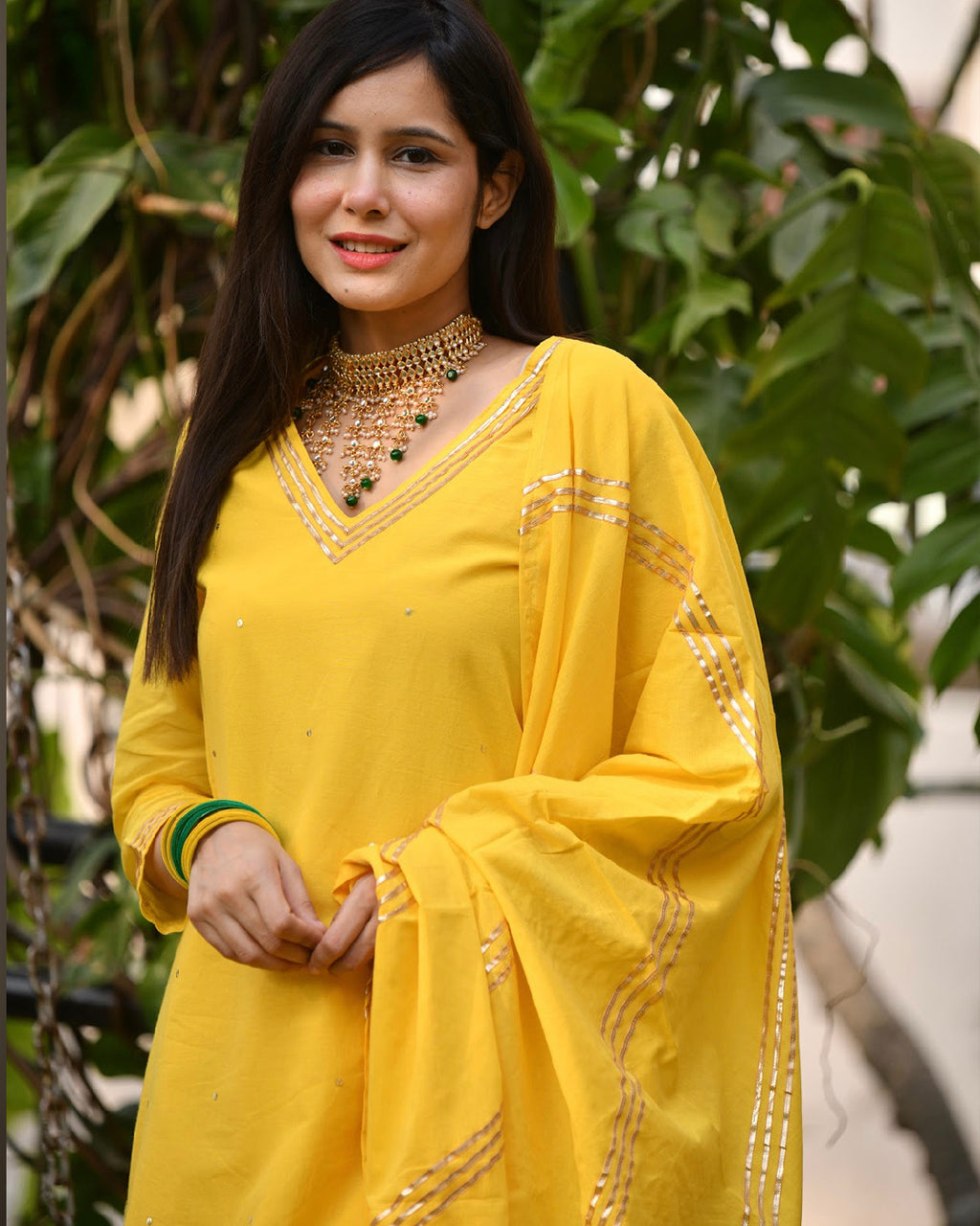 YELLOW COTTON SHARARA SET WITH GOTTA WORK