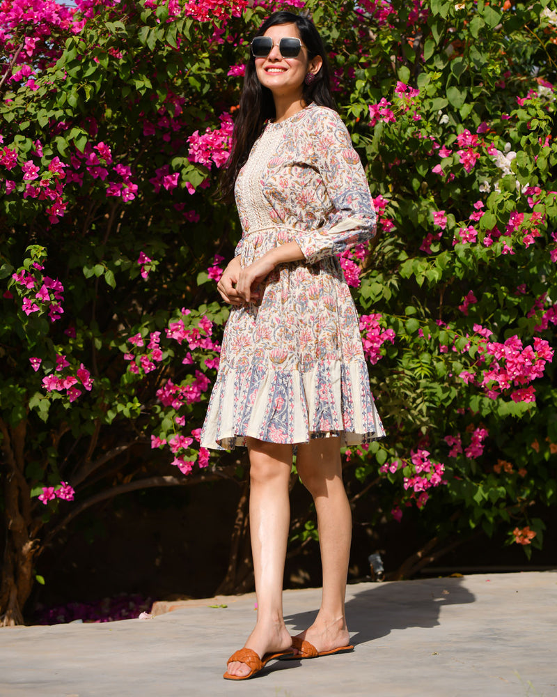 WHITE & PINK COTTON DRESS