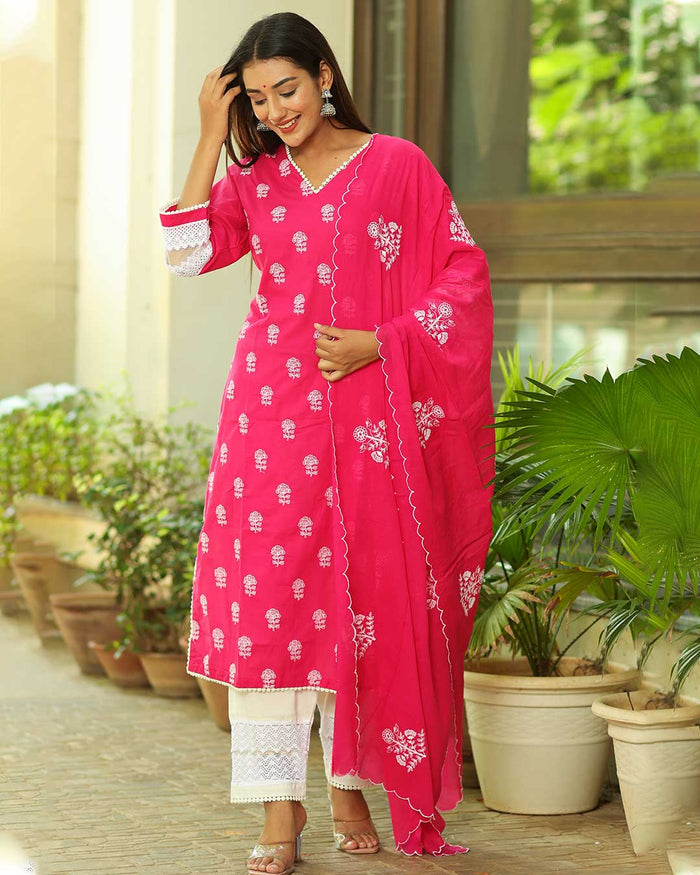 RANI & WHITE SUIT SET WITH EMBROIDERY