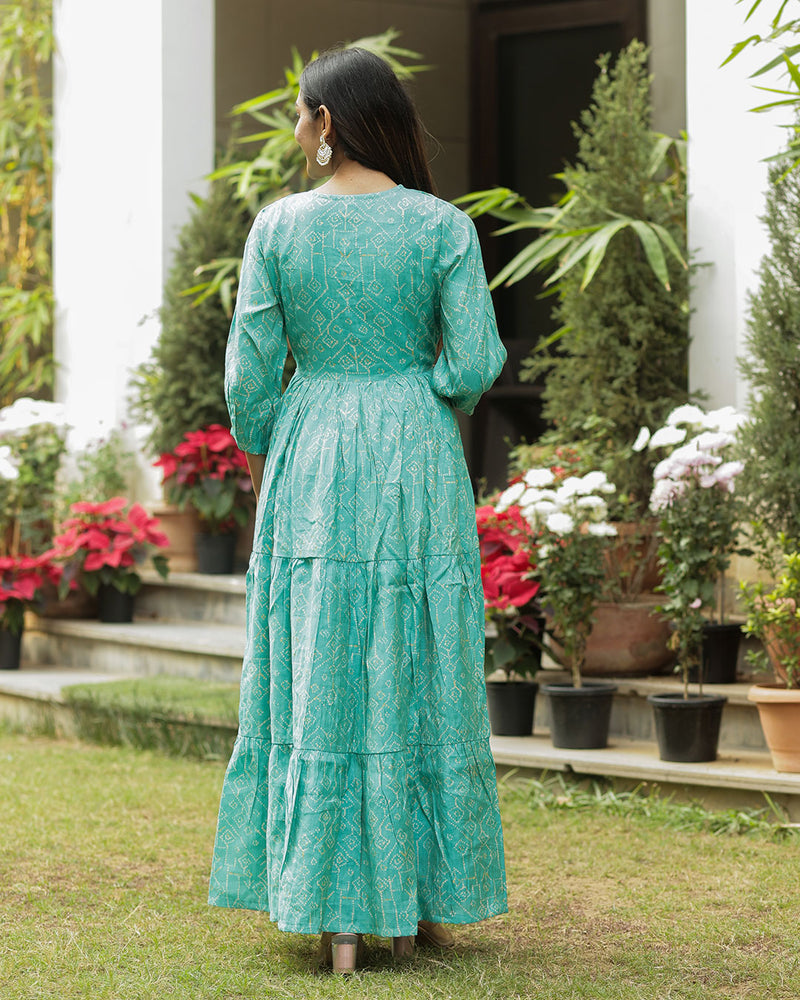 SKY BLUE RAYON GOWN WITH SEQUIN WORK