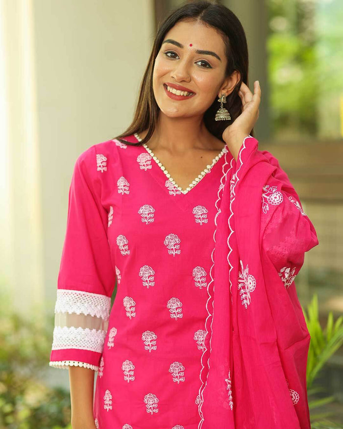 RANI & WHITE SUIT SET WITH EMBROIDERY