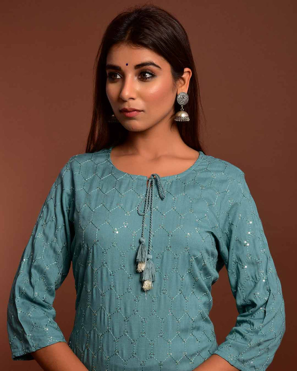 SHIMMERY TURKISH BLUE KURTA