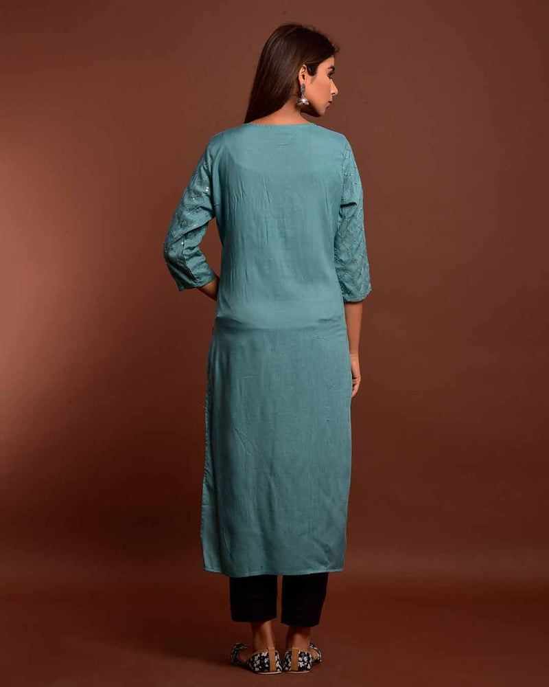 SHIMMERY TURKISH BLUE KURTA