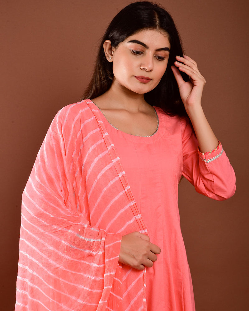 PEACH ANARKALI SUIT SET