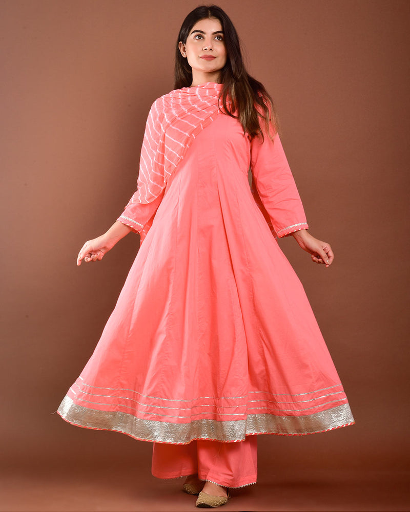 PEACH ANARKALI SUIT SET