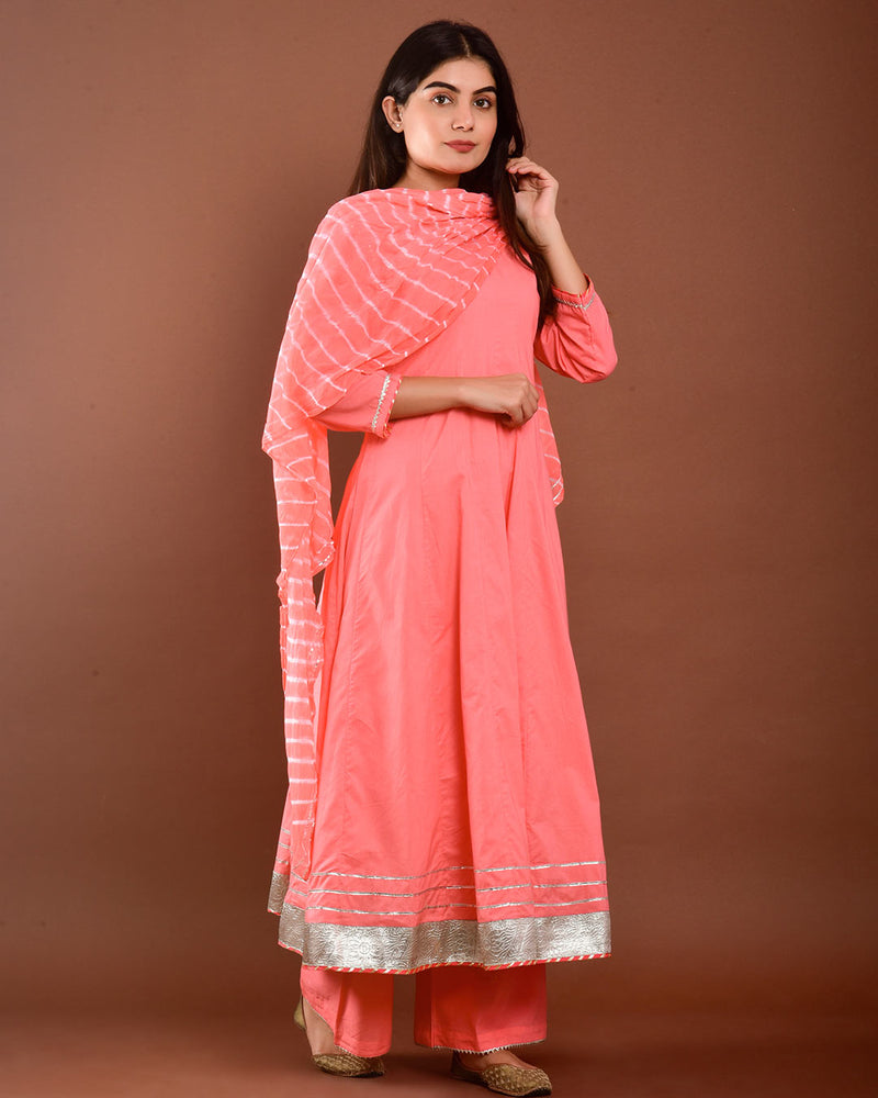 PEACH ANARKALI SUIT SET