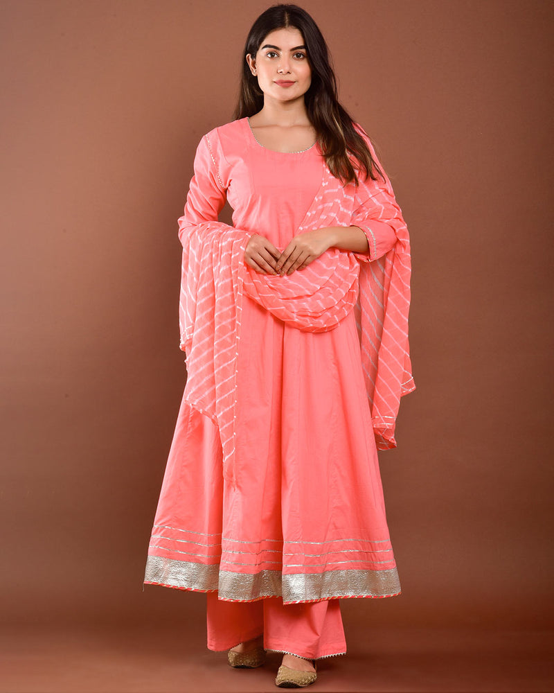 PEACH ANARKALI SUIT SET
