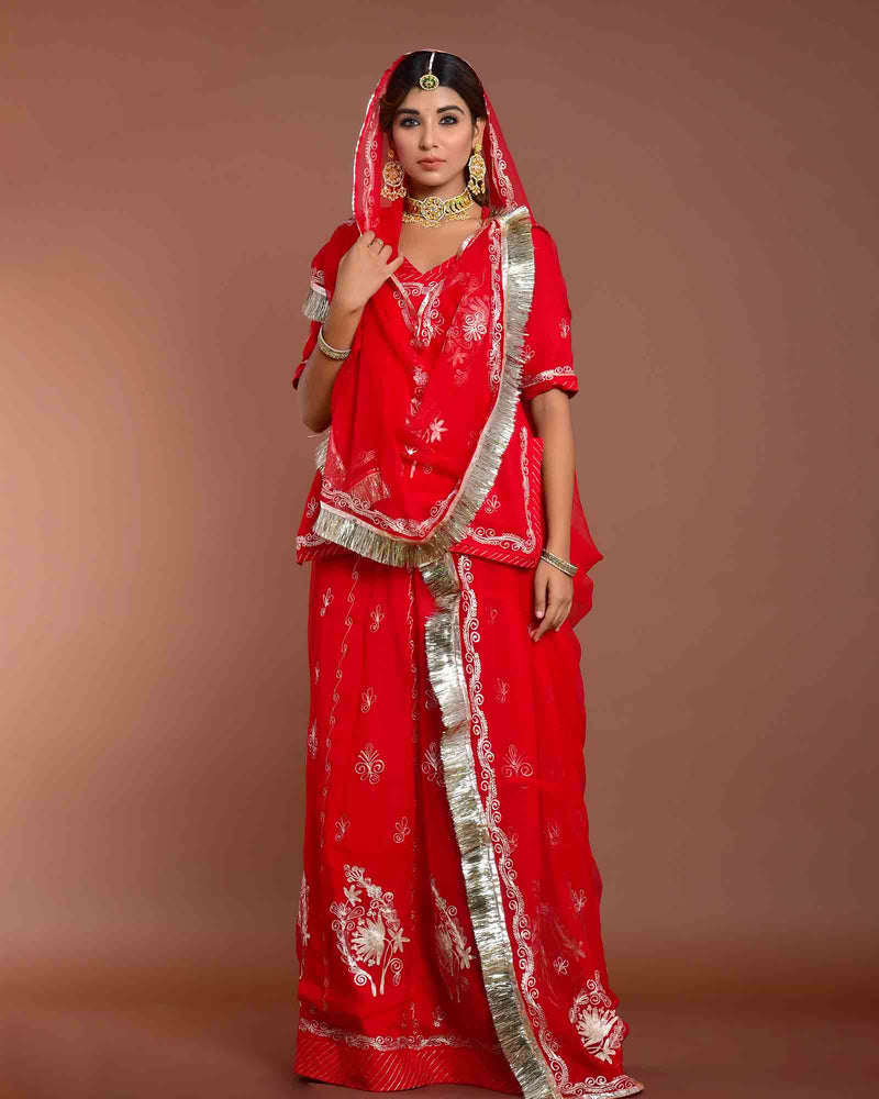 ROYAL RED HANDMADE RAJPUTI POSHAK