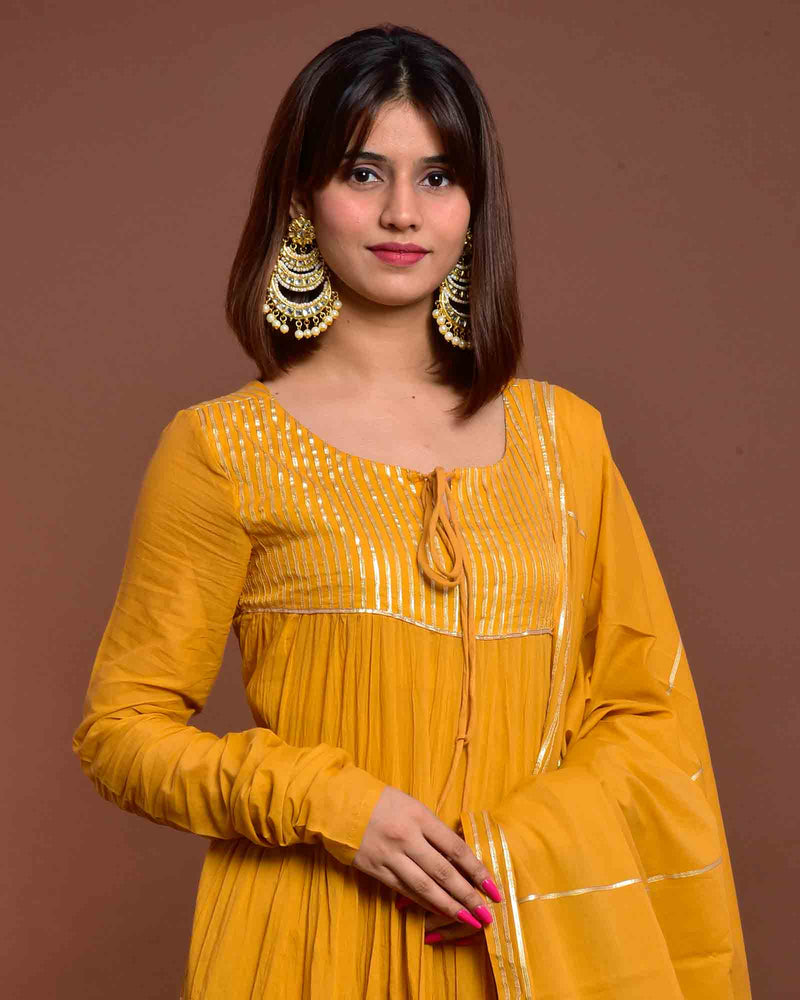 MUSTARD LONG GOWN WITH DUAPATTA
