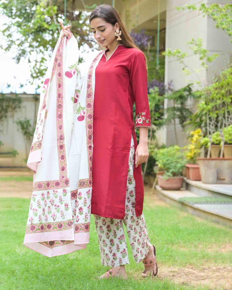RED & WHITE SUIT SET